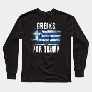 Greeks For Trump - Trump 2020 Patriotic Flag Long Sleeve T-Shirt